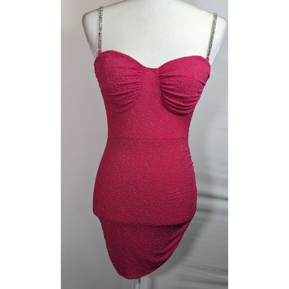 Windsor Raise A Glass Pink Glitter Mini Dress With Rhinestone Straps - Picture 12 of 13